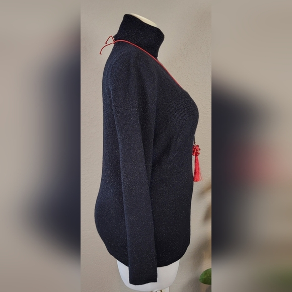 CATO Black and Silver Metallic Stretch Turtleneck Sweater - Plus Size 18/20W - Picture 2 of 9